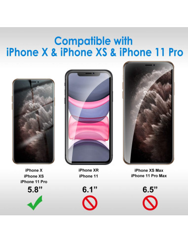 Protector de Pantalla Privado JETech para iPhone 11 Pro/XS/X 5.8"