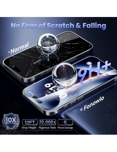 3 Protectores de Pantalla Vidrio Templado Fonowlo iPhone 16 Pro Max