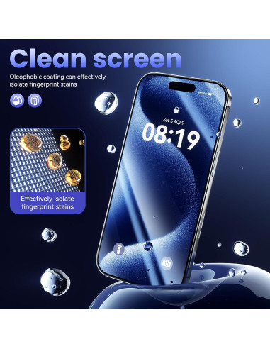 3 Protectores de Pantalla Vidrio Templado Fonowlo iPhone 16 Pro Max