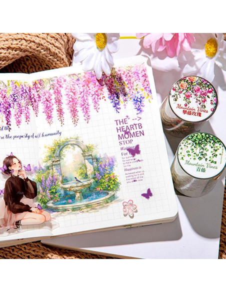 3 Rollos de Cinta Washi Floral Yajuo 5cm x 2m para Manualidades