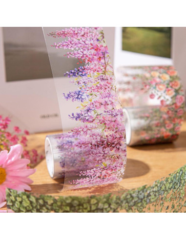 3 Rollos de Cinta Washi Floral Yajuo 5cm x 2m para Manualidades