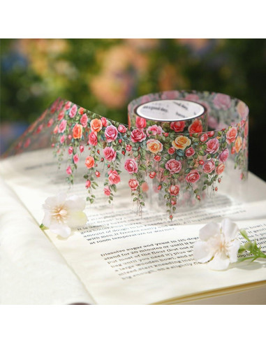 3 Rollos de Cinta Washi Floral Yajuo 5cm x 2m para Manualidades