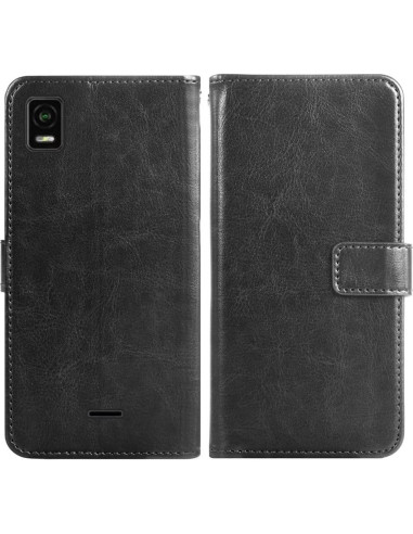 Funda de Cartera Asuwish para Cricket Vision Plus Negro con Protector