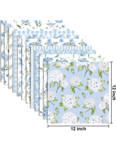 24 Hojas Papel Patrón Floral Azul Sorkwo 30.48x30.48cm 2