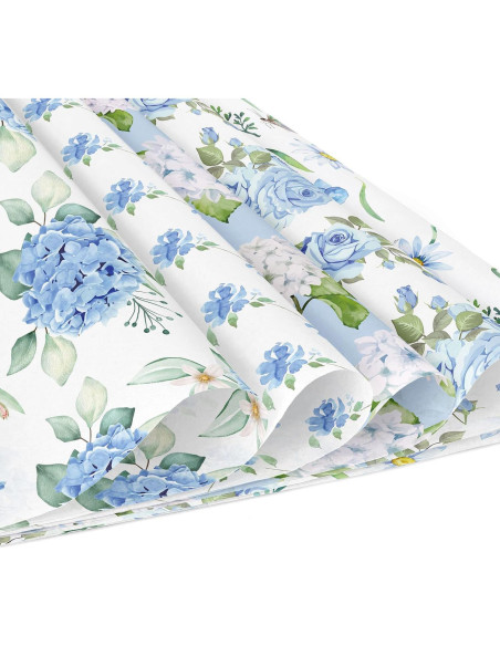 24 Hojas Papel Patrón Floral Azul Sorkwo 30.48x30.48cm