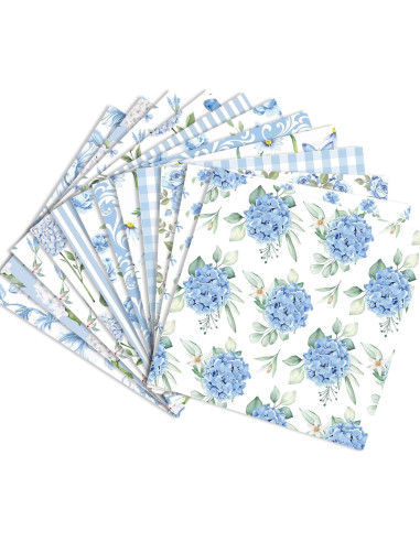 24 Hojas Papel Patrón Floral Azul Sorkwo 30.48x30.48cm