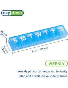 Organizador de Pastillas Semanal Ezy Dose Mediano Azul 2