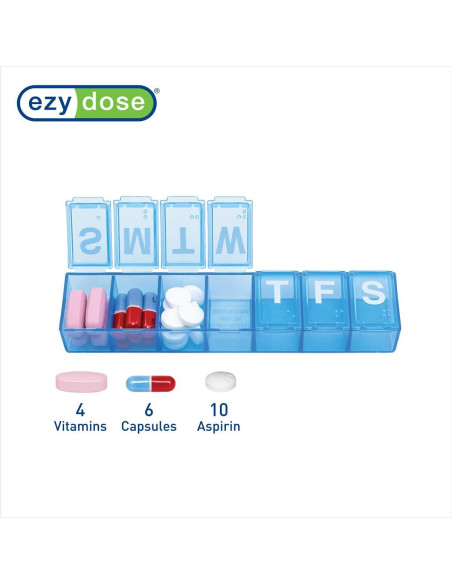 Organizador de Pastillas Semanal Ezy Dose Mediano Azul
