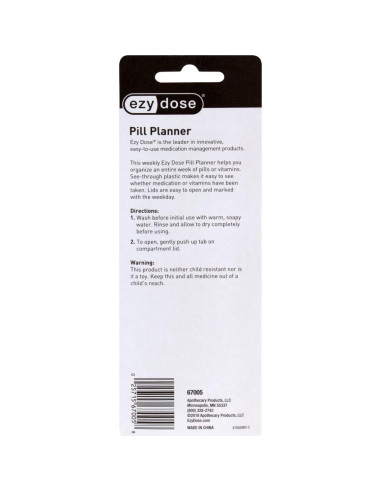 Organizador de Pastillas Semanal Ezy Dose Mediano Azul