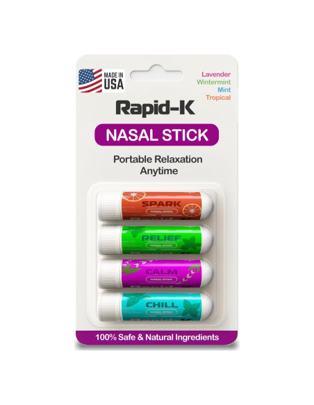 Inhaladores Nasales Rapid-K - Paquete de 4 Aromas Esenciales