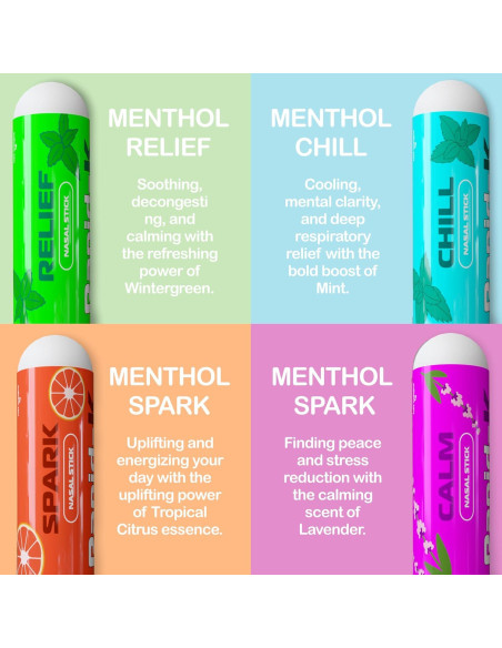 Inhaladores Nasales Rapid-K - Paquete de 4 Aromas Esenciales