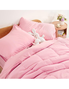 SLEEP ZONE Conjunto de Ropa de Cama Twin 5 Piezas Microfibra Rosa 2