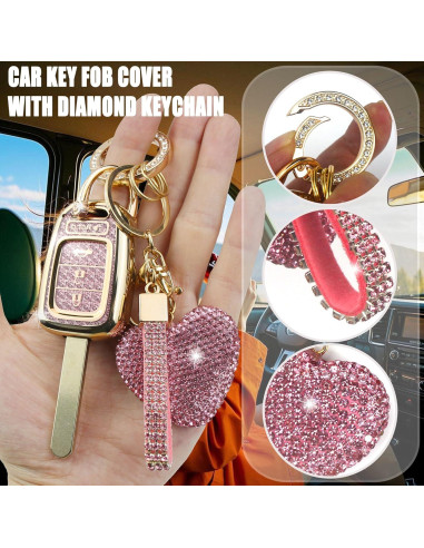 Cubierta de llavero Simocky Rosa para Honda 2013-2017 4 Botones