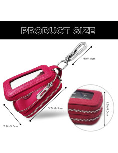 Funda de Llave de Coche NTNEV de Cuero Genuino Roja Rosa 2