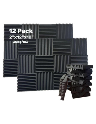 Paquete de 12 Paneles Acústicos YXIJZLG 30.48x30.48cm Negros