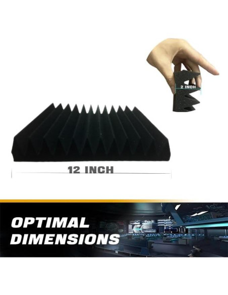 Paquete de 12 Paneles Acústicos YXIJZLG 30.48x30.48cm Negros