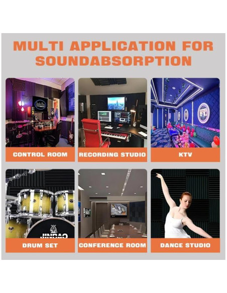 Paquete de 12 Paneles Acústicos YXIJZLG 30.48x30.48cm Negros