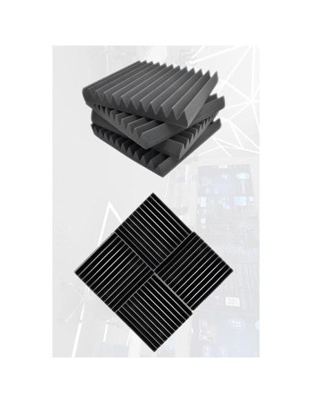 Paquete de 12 Paneles Acústicos YXIJZLG 30.48x30.48cm Negros