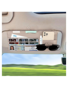Organizador de Visera Solar XROZRK para Autos y SUVs - Khaki Claro