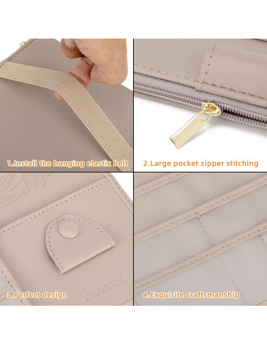 Organizador de Visera Solar XROZRK para Autos y SUVs - Khaki Claro