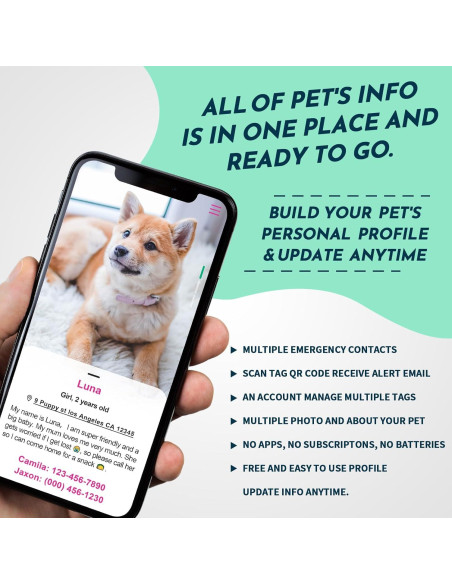 Etiqueta de Identificación de Perro MYLUCKYTAG Acero Inoxidable QR