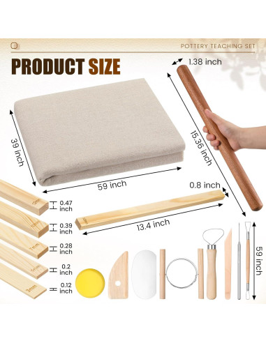 Set de Cerámica 20 Piezas Baderke con Rodillo y Herramientas