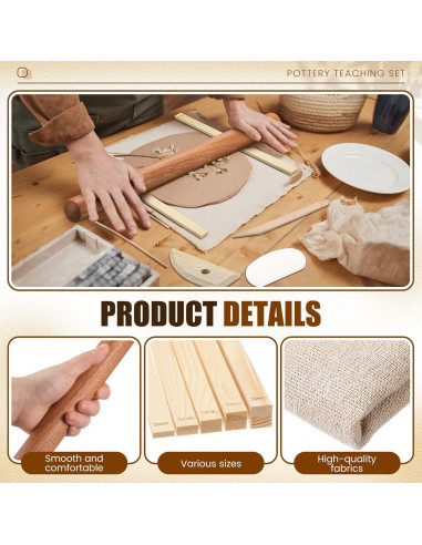 Set de Cerámica 20 Piezas Baderke con Rodillo y Herramientas