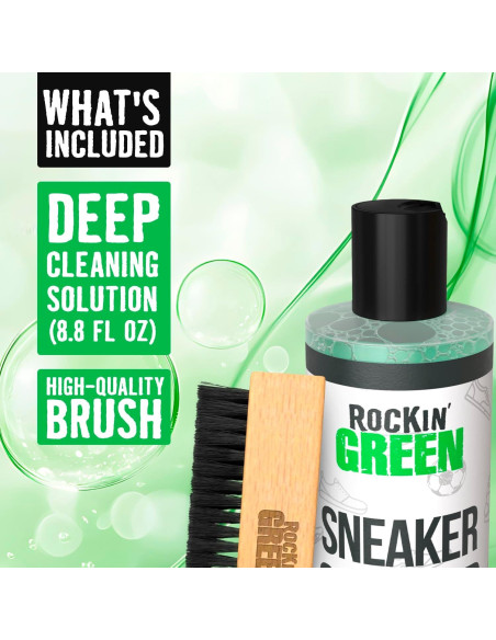 Kit de Limpieza de Zapatillas Rockin'Green 260 ml con Cepillo