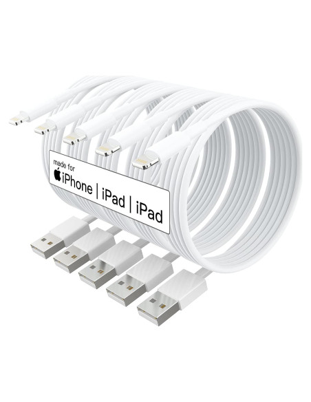 Paquete de 5 Cables Lightning MFi 3m para iPhone y iPad