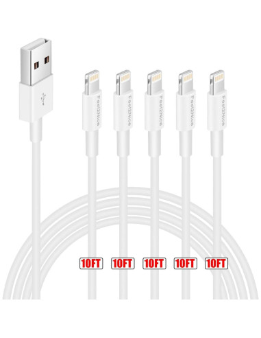 Paquete de 5 Cables Lightning MFi 3m para iPhone y iPad