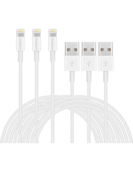 Paquete de 5 Cables Lightning MFi 3m para iPhone y iPad