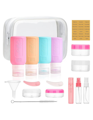 Botellas de Viaje YAMYONE 17 Pack Rosa 90ml Aprobadas por TSA