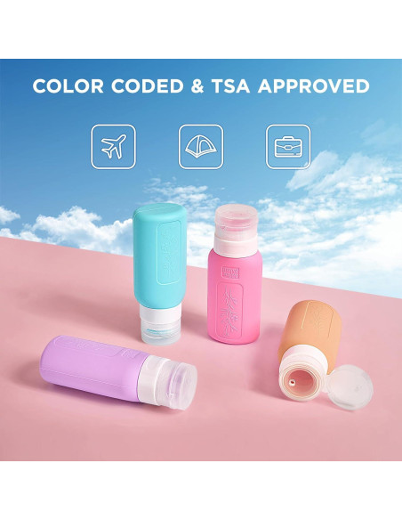 Botellas de Viaje YAMYONE 17 Pack Rosa 90ml Aprobadas por TSA