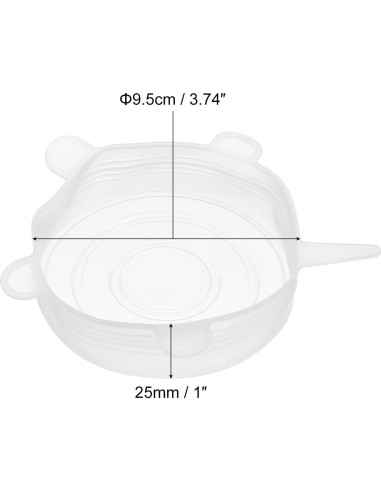 Tapas de Silicona Reutilizables uxcell 9.5cm 6 Piezas Blancas