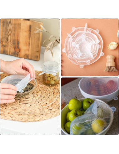 Tapas de Silicona Reutilizables uxcell 9.5cm 6 Piezas Blancas