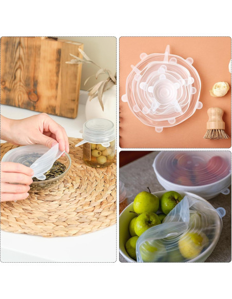 Tapas de Silicona Reutilizables uxcell 9.5cm 6 Piezas Blancas