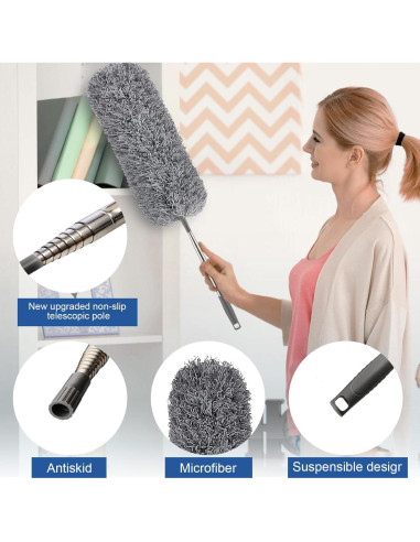 Plumero de Microfibra FUUNSOO con Varilla Extensible 76-254 cm