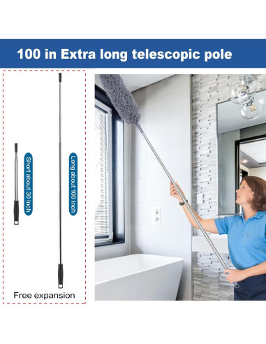 Plumero de Microfibra FUUNSOO con Varilla Extensible 76-254 cm