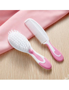 Juego de Cepillos y Peines para Bebés Little Angel Rosa 2
