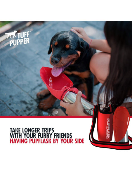 Soporte de Botella de Agua Tuff Pupper 0.8L Neopreno Rojo