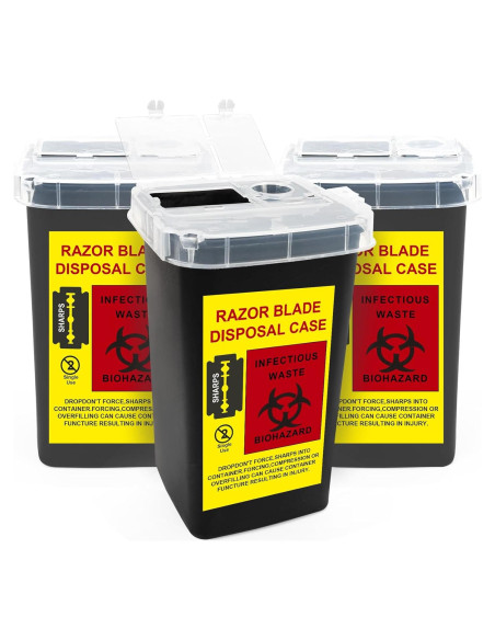 Contenedor de Agujas MITINU Negro 3 Quart Paquete de 3