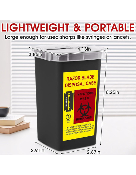 Contenedor de Agujas MITINU Negro 3 Quart Paquete de 3