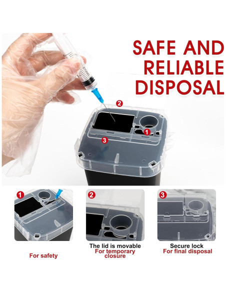 Contenedor de Agujas MITINU Negro 3 Quart Paquete de 3