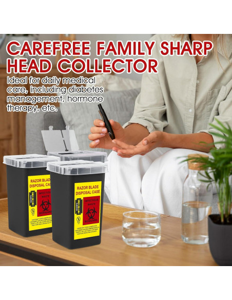 Contenedor de Agujas MITINU Negro 3 Quart Paquete de 3