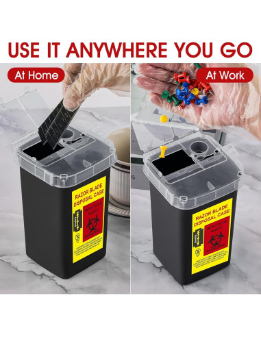 Contenedor de Agujas MITINU Negro 3 Quart Paquete de 3