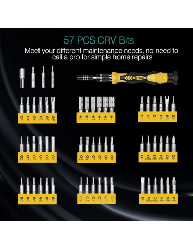 Kit de Destornilladores de Precisión ORIA 61 en 1 con Eje Flexible