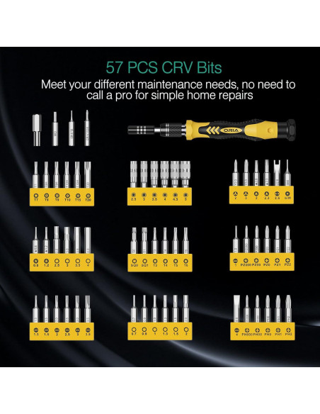 Kit de Destornilladores de Precisión ORIA 61 en 1 con Eje Flexible