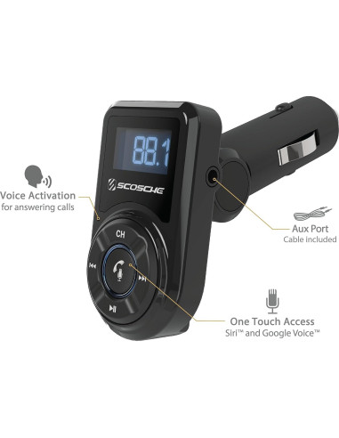 Transmisor FM Bluetooth Scosche BTFM3 con Cargador USB 10W