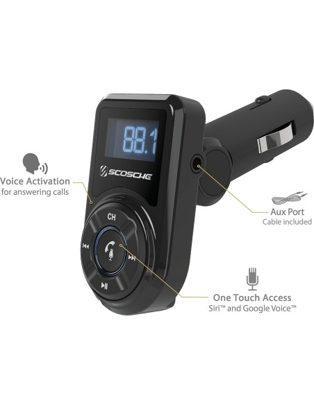 Transmisor FM Bluetooth Scosche BTFM3 con Cargador USB 10W