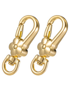 2 Clips de Llaveros Dorados en Forma de Flor - Yuomeaz